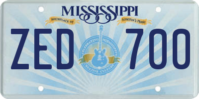 MS license plate ZED700