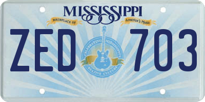 MS license plate ZED703