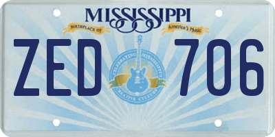 MS license plate ZED706