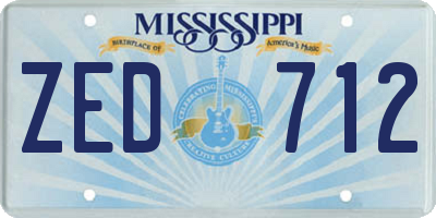 MS license plate ZED712