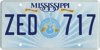 MS license plate ZED717