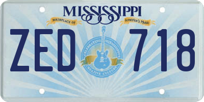 MS license plate ZED718