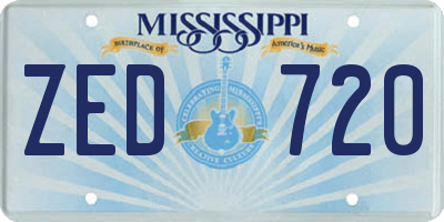 MS license plate ZED720