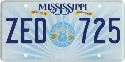 MS license plate ZED725