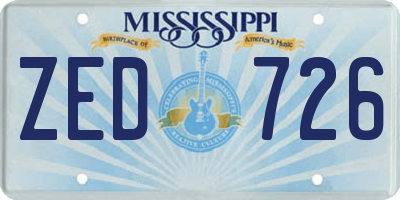 MS license plate ZED726