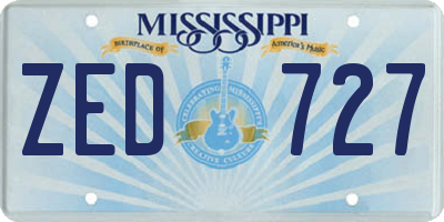 MS license plate ZED727