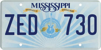 MS license plate ZED730