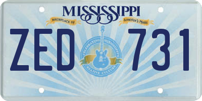 MS license plate ZED731