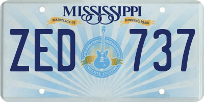 MS license plate ZED737