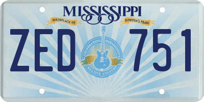MS license plate ZED751