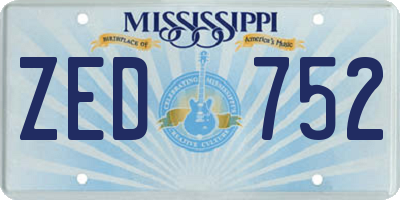 MS license plate ZED752