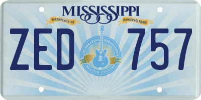 MS license plate ZED757