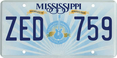 MS license plate ZED759