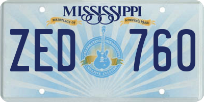 MS license plate ZED760