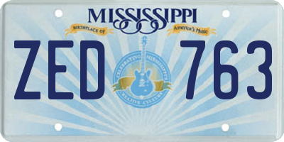 MS license plate ZED763