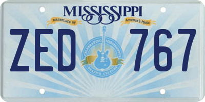 MS license plate ZED767