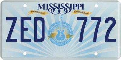 MS license plate ZED772