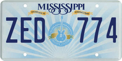 MS license plate ZED774