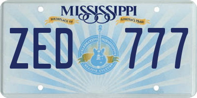 MS license plate ZED777