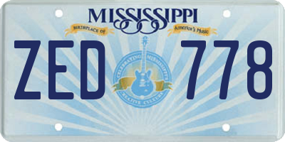 MS license plate ZED778