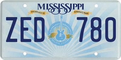MS license plate ZED780