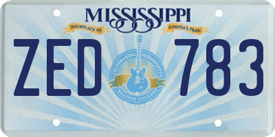 MS license plate ZED783