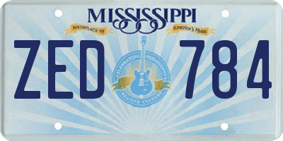 MS license plate ZED784