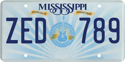 MS license plate ZED789