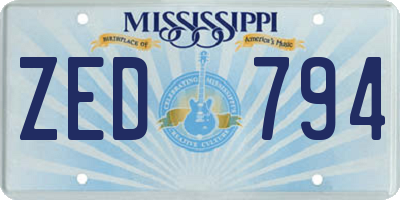 MS license plate ZED794