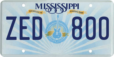 MS license plate ZED800