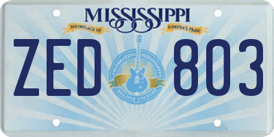 MS license plate ZED803