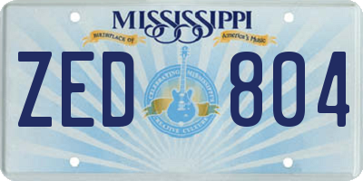 MS license plate ZED804