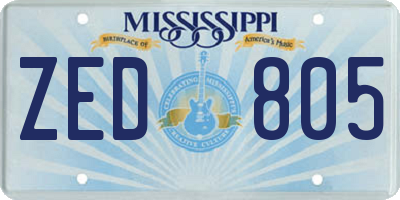 MS license plate ZED805