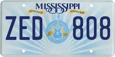 MS license plate ZED808