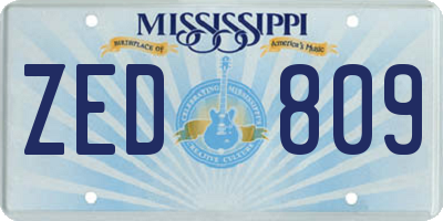 MS license plate ZED809