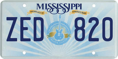 MS license plate ZED820