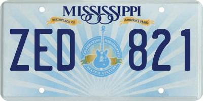 MS license plate ZED821