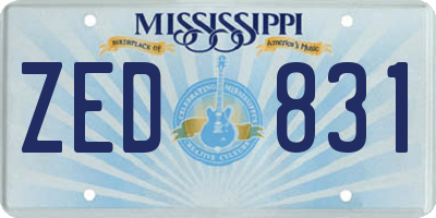 MS license plate ZED831
