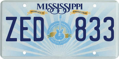 MS license plate ZED833