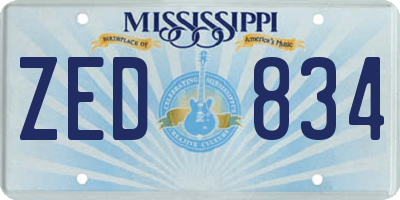 MS license plate ZED834