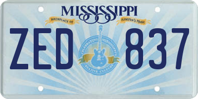 MS license plate ZED837