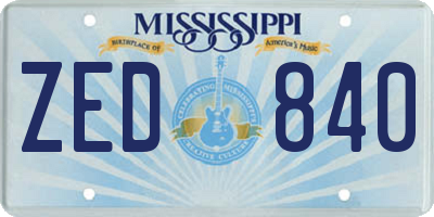 MS license plate ZED840