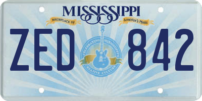 MS license plate ZED842