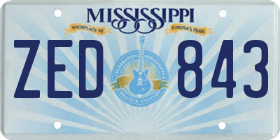 MS license plate ZED843