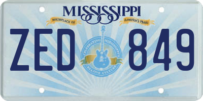 MS license plate ZED849