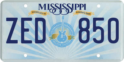MS license plate ZED850