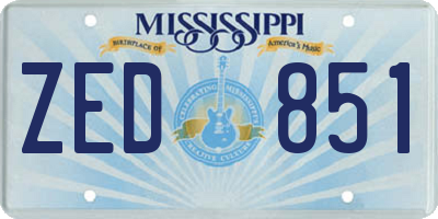 MS license plate ZED851