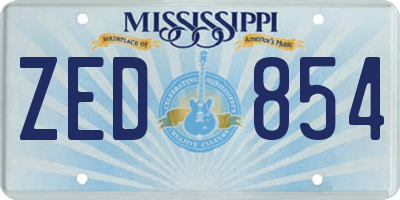 MS license plate ZED854