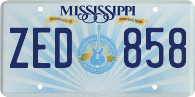MS license plate ZED858