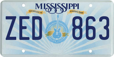 MS license plate ZED863